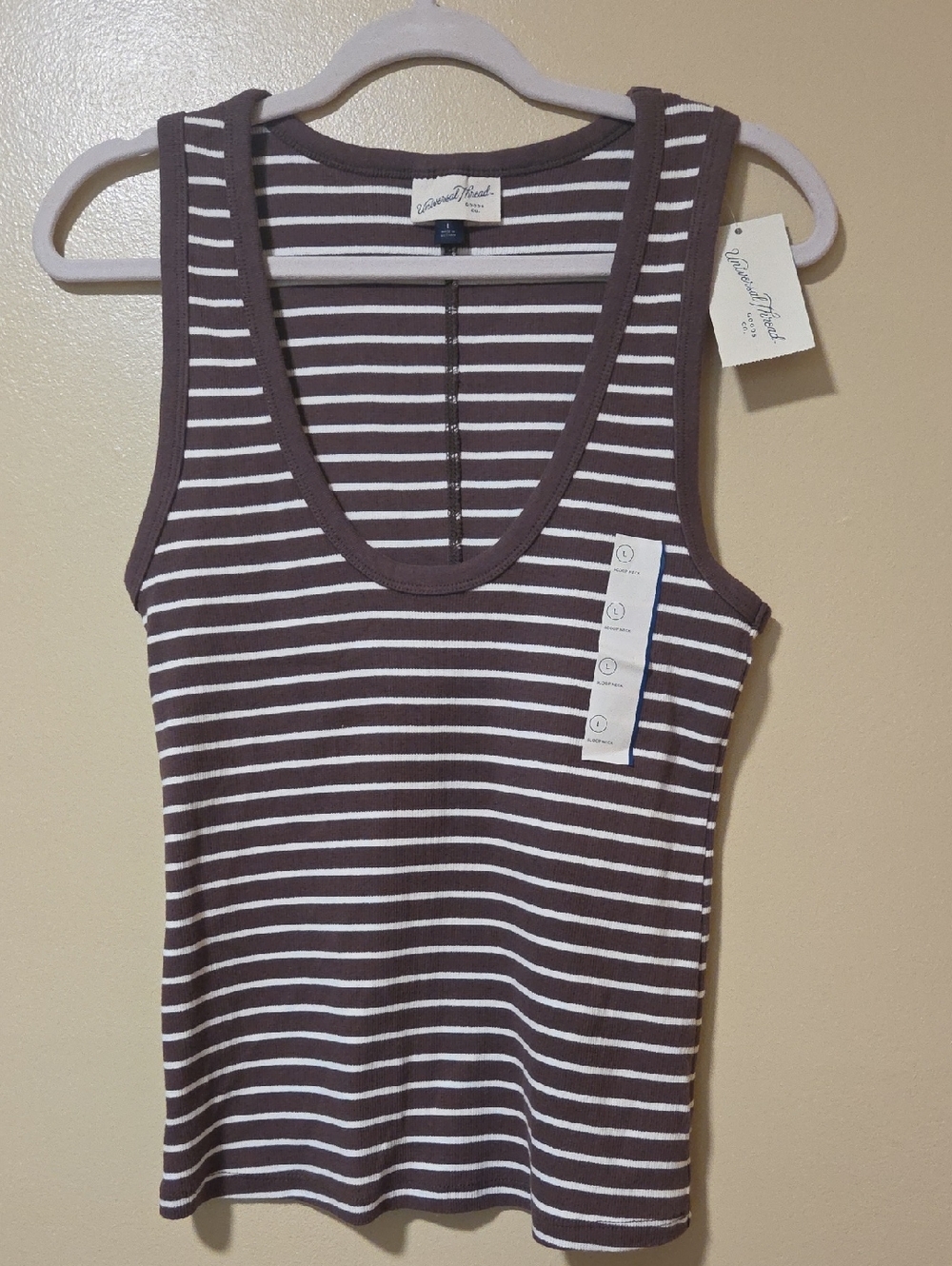 Universal Thread Brown & White Striped Scoop Neck Tank